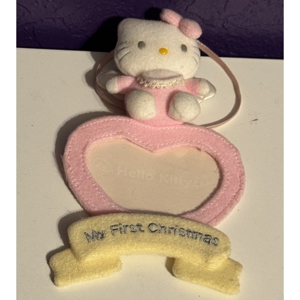 Vintage Sanrio Hello Kitty Baby My First Christmas Ornament Frame Plush Rare